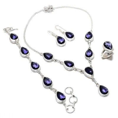 Juego de joyas hechas a mano de plata .925 con piedras preciosas de amatista Foto 1 de 4