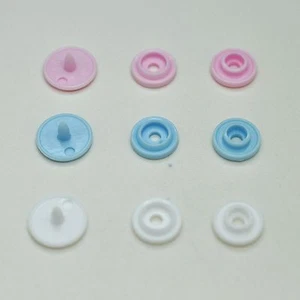 T3 Size KAM Plastic Snap Fasteners Set Press-Stud Poppers 10.7mm White Blue Pink - Picture 1 of 4