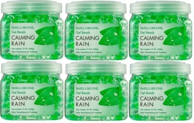 SMELLS BEGONE Odor Eliminator Gel Beads - Calming Rain Scent (6 Pack)