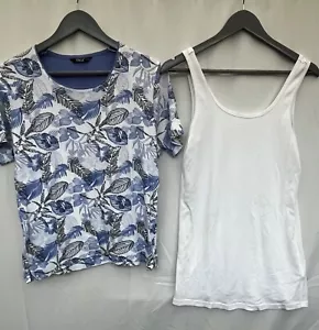 X2 T-shirts Tigi red herring size 14/16 white blue cotton womens - Picture 1 of 6