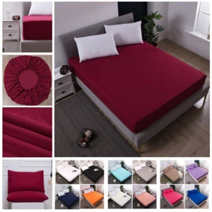 18in Deep Pocket Fitted Sheet Easy Care Mattress Cover Bed Sheets Bedding - Picture 1 of 25
