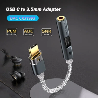 HiFi Type C to 3.5mm Jack Audio Adapter Dual DAC Chip USB C 3.5 Audio Converter - Image 1 of 4