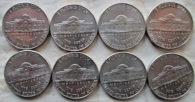 2016-P JEFFERSON, LOT OF 8 UNIQUE INTERIOR DIE BREAK ERRORS, AU/MS, CIRCULATED - Image 1 of 4