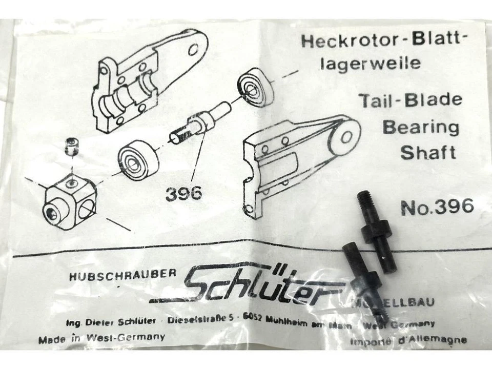Robbe Heckrotor Klinge Lager Welle:S-0396 - Bild 1 von 1