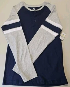 Revolution Boy’s Blue & Gray Long Sleeve T-Shirt Sz L 12/14 W/Stripe On Sleeve - Picture 1 of 3