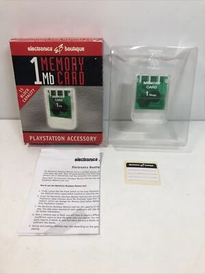 Scheda di memoria 1Mb PS1 Playstation verde chiaro elettronica boutique in scatola - Immagine 1 di 4