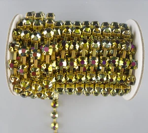 Costume Applique 6mm lot color jelly crystal rhinestone gold cup Trimming Chain - Picture 1 of 61