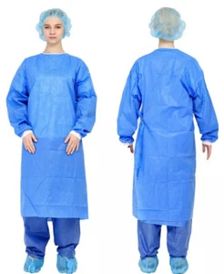 New Blue Disposable Isolation Gowns Level 1 PPE FDA Registered - M (Pack of 100) - Picture 1 of 10