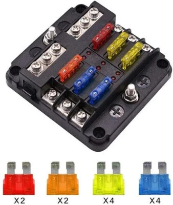 6 Way Blade Fuse Box Block FuseBox Holder Auto Marine Bus Bar Car Kit 12V 32V UK - Image 1 of 4
