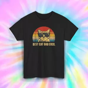 Best Cat Dad Ever Funny Pet Lover Retro Graphic T-Shirt Gift S-5XL - Picture 1 of 11