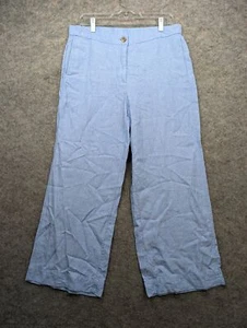 Pantalones J Jill Mujer Medianos Altos Azul Love Lino Pantalón Tiro Alto Corto Pierna Ancha - Imagen 1 de 15