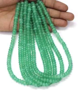 Natural Neon Green Chalcedony smooth rondelle Shape Beads,15" 7-8mm Chalcedony - Picture 1 of 10