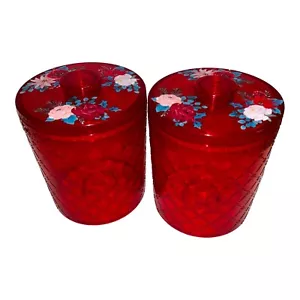 Pioneer Woman Wishful Winter Holiday Tall Cookie Treat Container Red Christmas - Picture 1 of 8