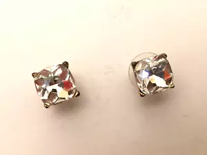 Vintage 3/8" Clear Crystal Gold-tone Pierced Stud Earrings - Picture 1 of 3