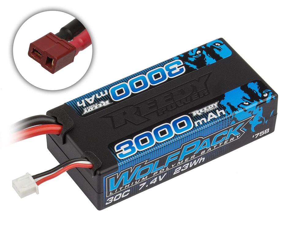 Associated 758 Reedy Wolfpack LiPo Battery 3000mAh 30C 7.4V Shorty w/ T-plug - Image 1 of 1