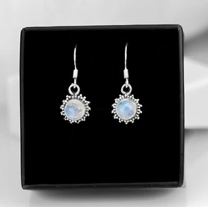 925 Sterling Silver Moonstone Designer Drop Dangle Earrings Gemstone Jewellery - Picture 1 of 5