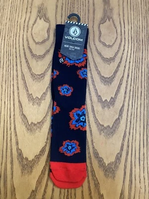 VOLCOM MENS CREW SOCKS FLOWERS SIZE 9-12 NWT - Image 1 of 2