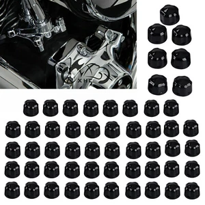 Black Engine Bolt Caps Cover For Harley Touring Softail Electra Street Glide FLS - Picture 1 of 12