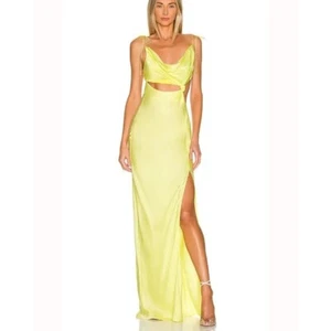 FOR LOVE & LEMONS Kyra Cut Out Maxi Dress In Lemon size L - Picture 1 of 12