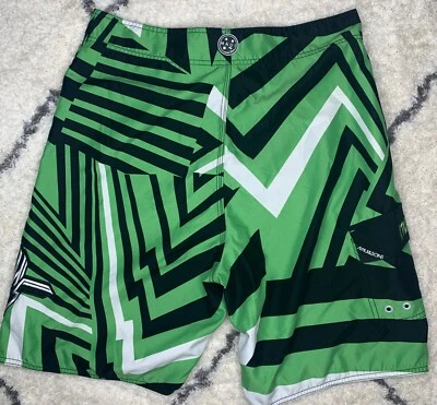 Pantalones Cortos de Natación Maui & Sons Verde Negro con Cordón Bolsillo Tabla Surf Talla 32 Foto 1 de 4