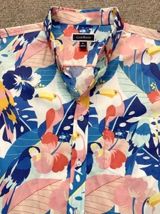 Club Room Shirt Men M Medium Blue Pink Tropical Toucan Bird Floral Button Up - Picture 1 of 7