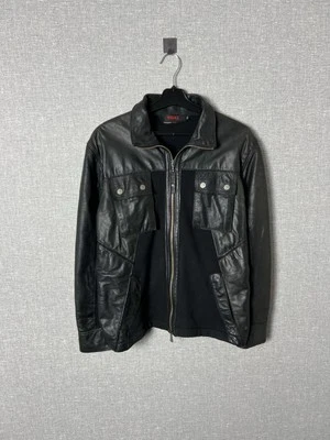 Vintage Versace Sport Big Logo Collared Leather Jacket Biker Men's Size 48 - Image 1 of 4