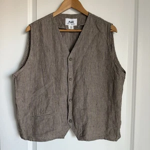 Flachs by Jeanne Engelhart Herren Leinen ärmellose Strickjacke Weste Gr. L Coastal Y2K - Bild 1 von 9