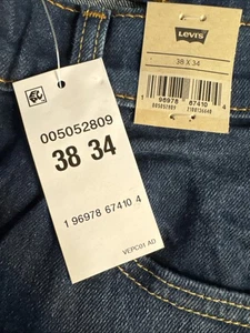 Levi’s 505 Regular Pierna Recta Elástica Talla 38 X 34 Lavado Oscuro NUEVO - Imagen 1 de 7