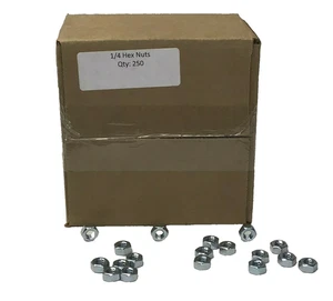 250 1/4 Hex Nuts Zink Plated Fastener Bulk Deal Construction Garage Door Repair - Picture 1 of 1