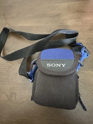 SONY Original Cyber-Shot Carrying Camera Black Blue Bag Pouch Zipper w/ Straps - Image 1 of 4