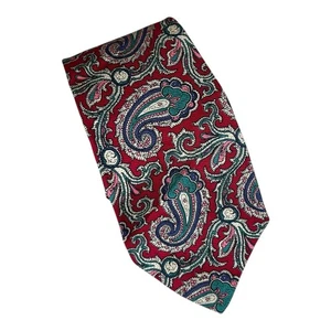 Polo Ralph Lauren Paisley Seidenkrawatte handgefertigt rot türkis - Bild 1 von 3