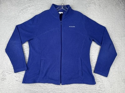 Columbia флисовая куртка женщин XL синий полный молнии стойка воротник карманы мягкий туризм - Изображение 1 из 4