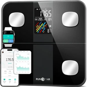 RunSTAR Körperfettwaage Digital | 15 Werte, BMI, Herzfrequenz, App, bis 180kg - Bild 1 von 4