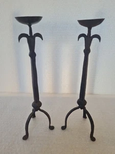 Antiker großer geschmiedeter Eisen Kerzenständer / Kerzenständer - Brutalist / Gothic 31 cm - Bild 1 von 24