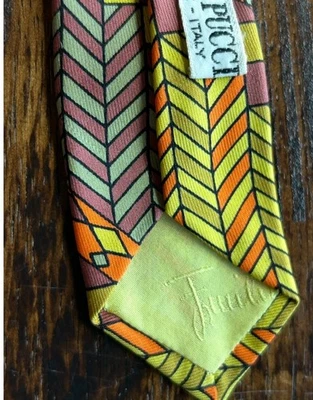 复古 Emilio Pucci Florence 意大利丝绸领带 — 第 1/4 张图片