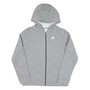 NIKE Boys Grey Hooded Full Zip Hoodie XL Cotton Casual Sportswear - Picture 1 of 6