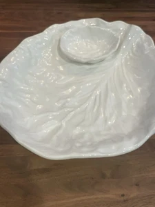 Olfaire Portugal White Cabbage Leaf Serving Dish For Candy, Dips Etc - Picture 1 of 10