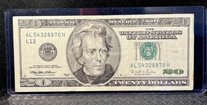 1996 20 $ Dollar Schein, Federal Reserve Note AL54328870H [L12] Dbl 8’s Green Seal  - Bild 1 von 7
