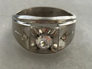 Men's Vintage Sterling Silver 925 Uncas Ring 10 Faux Diamond - Picture 1 of 4