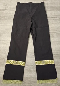 Pantalones negros vintage Cache para mujer dobladillo con flecos lentejuelas boho talla M cremallera frontal - Imagen 1 de 6