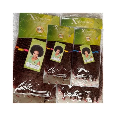 XPRESSION CERES EXTRA AFRO MARLEY KINKY CROCHET HAIR EXTENSION 60" COL. 35. WINE - Image 1 of 2