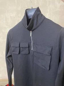 Maniere De Voir Multipocket Long Sleeve Shirt Polo Rugby Mens Size M Black - Picture 1 of 14