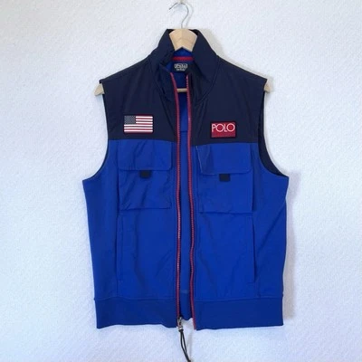 Polo Ralph Lauren Hi Tech Hybrid Vest Men’s M Stadium USA Flag Utility Cargo - Image 1 of 4
