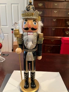 Santa's Workshop 14" Black and Gold King Nutcracker - Picture 1 of 4