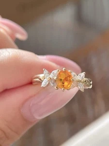 JP Vintage Ring 💍 Natural Yellow sapphire and diamond yellow gold ring - Picture 1 of 8