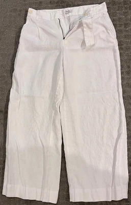 Pantalones Madewell Harlow Pierna Ancha Blanco Lino Carrera Oficina Mujer 6P Foto 1 de 4