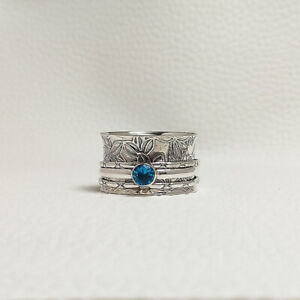Blue Topaz Spinner Ring 925 Sterling Silver Ring All Size MK-908