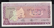 Rwanda 100 Francs 1964 XF P. 8,   Banknote, Circulated