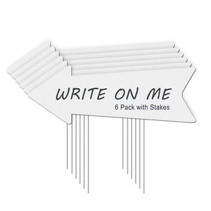 Blank Arrow Signs with Stakes 6 Pack 17 x 6 Inches Wedding Directional Yard S... - Picture 1 of 8