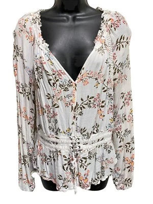 Trapo Americano Marfil Floral Volantes Manga Larga Corbata Calada Crochet Talla XL Foto 1 de 4